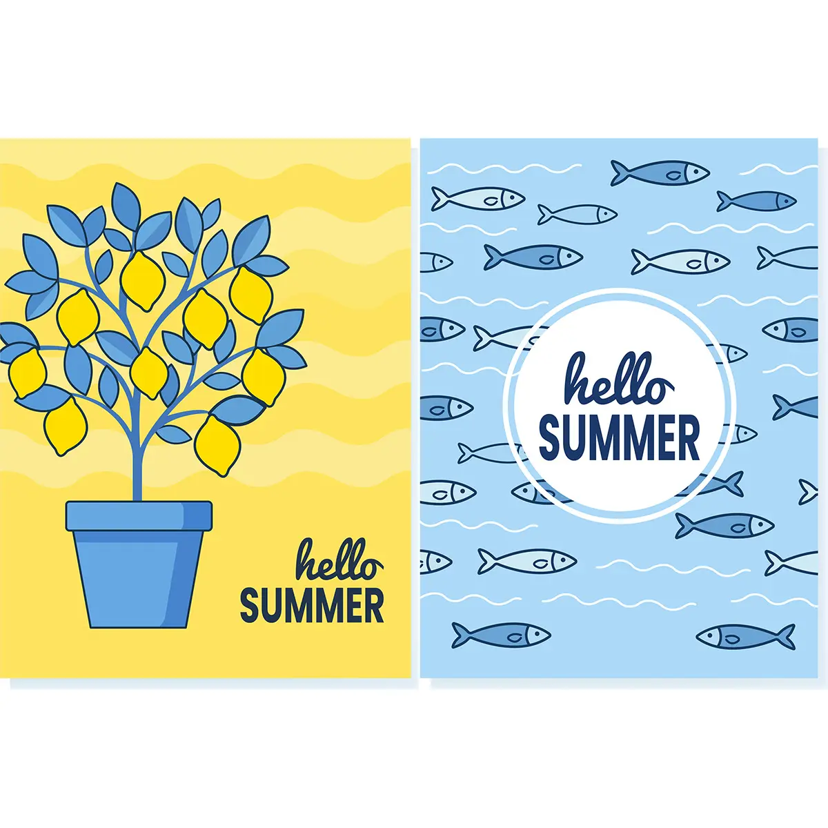 Hello Summer Fish Vector Design